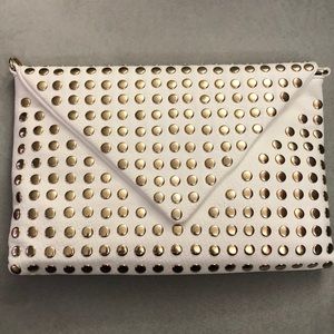 Studded Gold and White Clutch